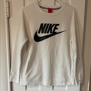 Nike Crewneck in White with Black Swoosh